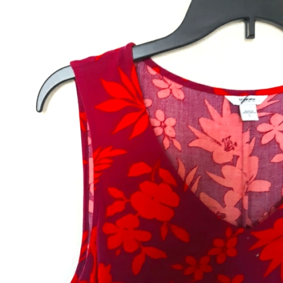 NEW WOMEN'S SLEEVELESS TOP TANK TOP LARGE RED RAYON - Picture 3 of 4